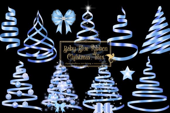 Baby Blue Ribbon Christmas Trees: Illustrations for Crafters