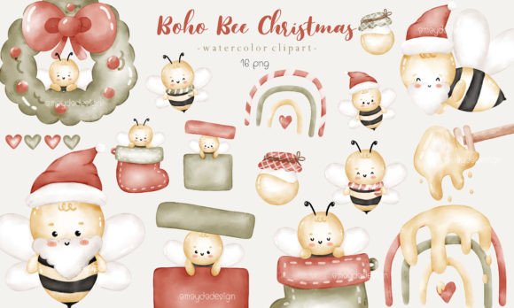 Boho Christmas with Bee: Watercolor Illustrations