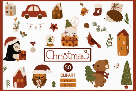 Christmas Animals, Winter Set: Cozy Illustrations for Crafters