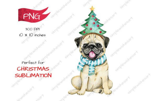 Christmas Dog, Christmas Pug Illustrations Review