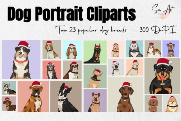 Christmas Dog Cliparts: Festive Illustrations