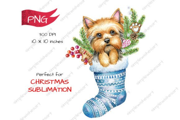 Christmas Dog & Yorkie Puppy Illustrations for Festive Blogs