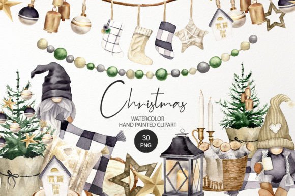 Christmas Farmhouse Ornament Clipart: Cozy Illustrations