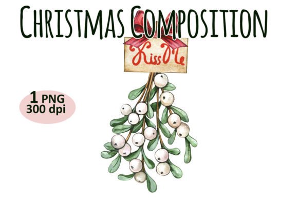 Christmas Mistletoe Composition PNG: Festive Illustrations
