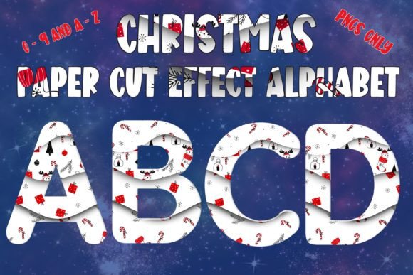 Christmas Paper-Cut Alphabet: Festive Illustrations