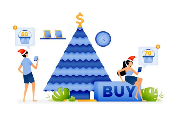 Christmas Shopping Illustrations for Branding