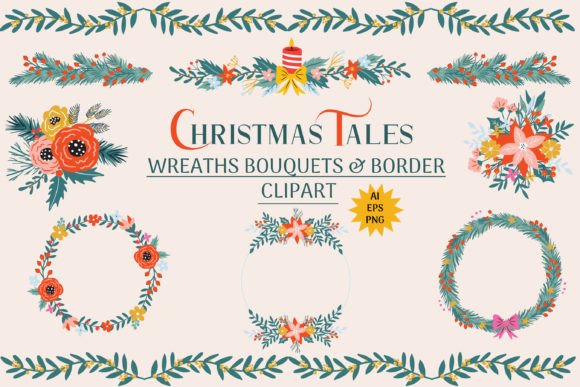 Christmas Wreath Clipart: Illustrations for Branding