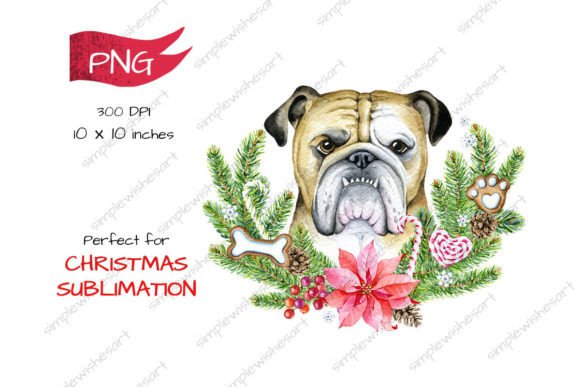 Cute Christmas Bulldog Illustrations for Festive Branding