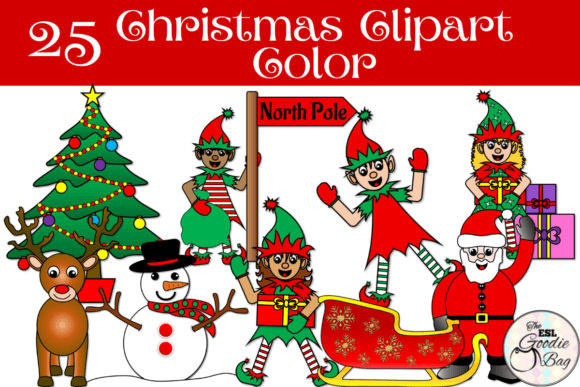 Cute Christmas Color Clipart Set 1: Festive Illustrations