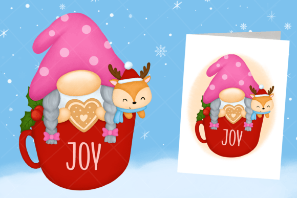 Mama Gnome Christmas Cup Clipart: Festive Illustrations