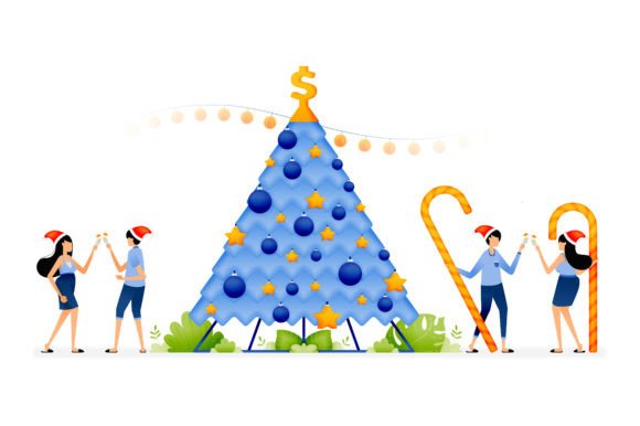Partying & Toasting Tree Illustrations