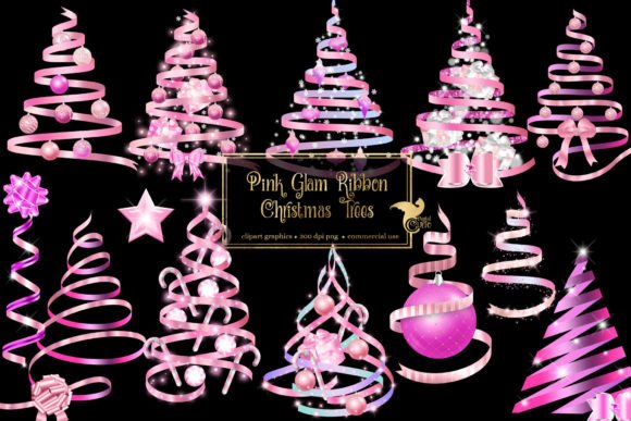 Pink Glam Ribbon Christmas Trees: Illustrations Review