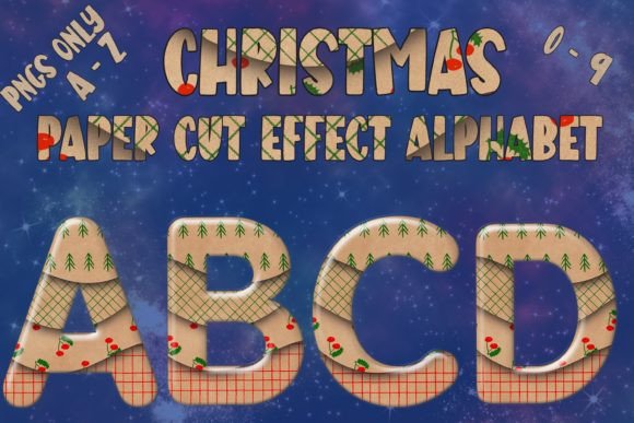 Reviewing Christmas Kraft Paper-Cut Alphabet-Part1 Illustrations
