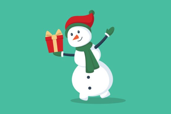 Snowman with Christmas Gift Illustrations Review